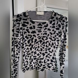 Silver and Black leopard print top